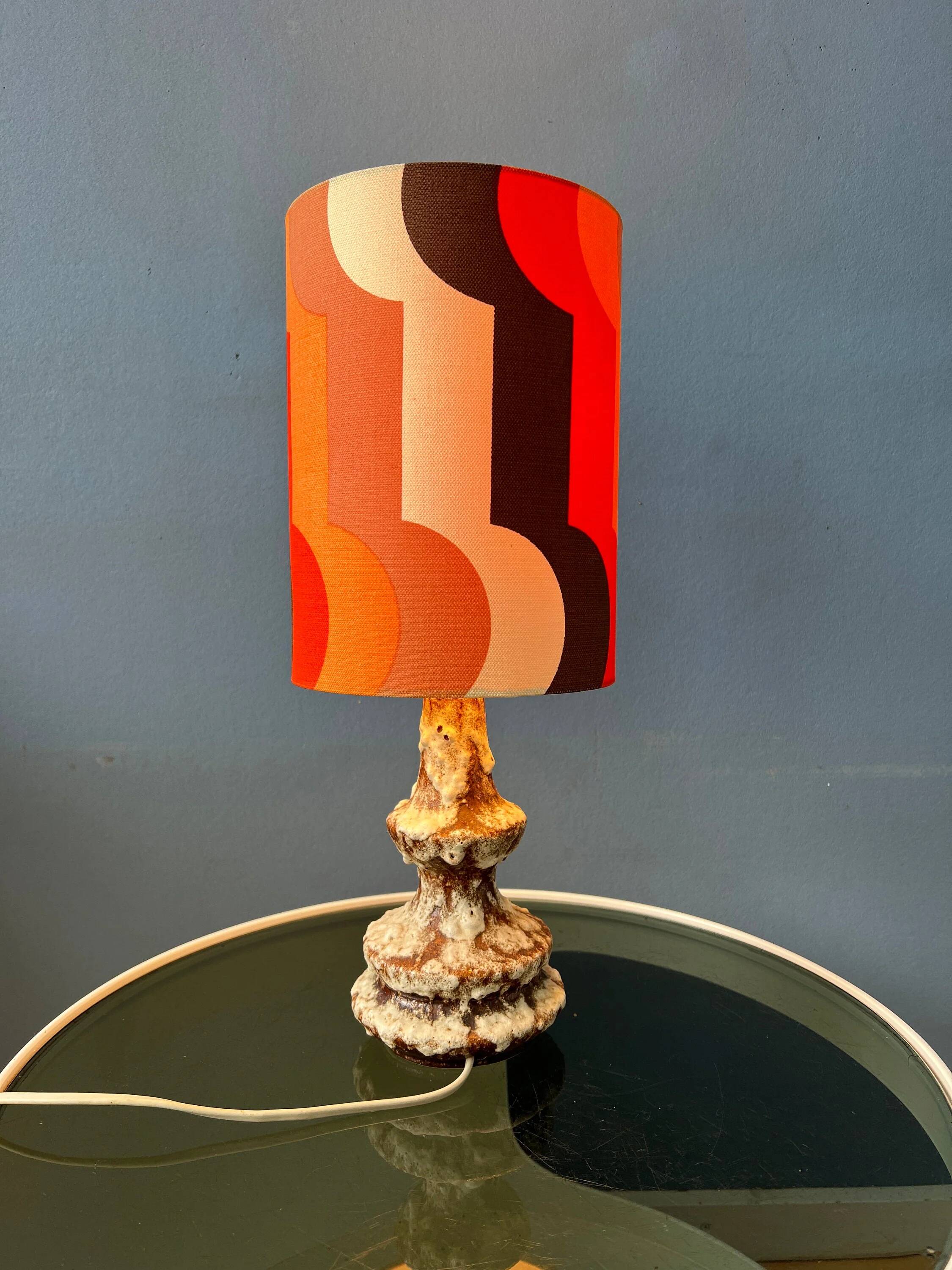 Space Age table lamp in orange ceramic West Germany Fat Lava