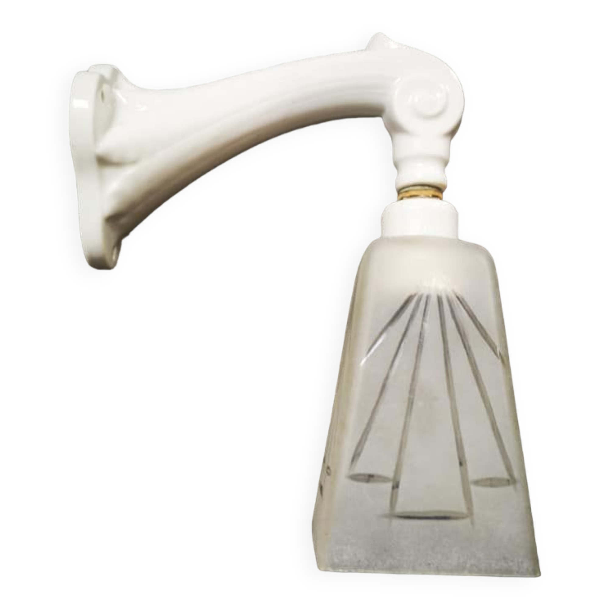 Wall lamp old white porcelain art deco bathroom 1920 tulip engraved glass