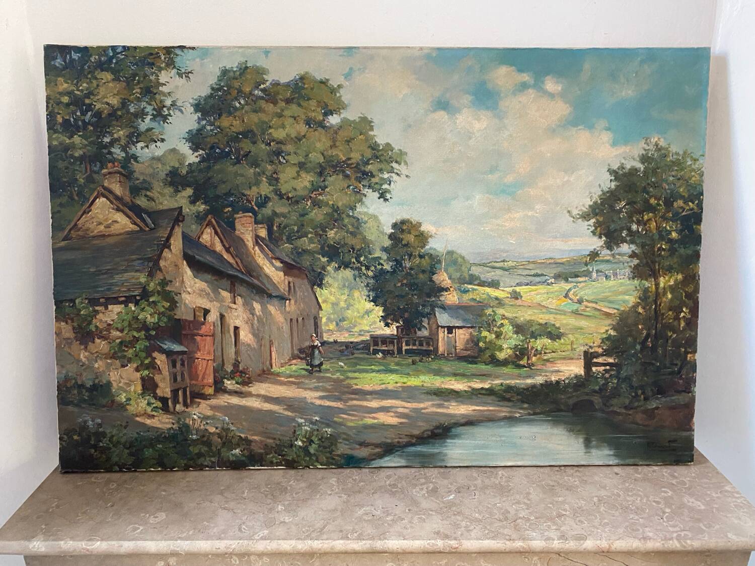 Farm landscape signed 19th-20th century