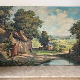 Paysage de ferme signé XIX-XXEME siècle