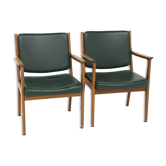 Set de 2 fauteuils en cuir, Karl Erik Ekselius, Suède, 1960