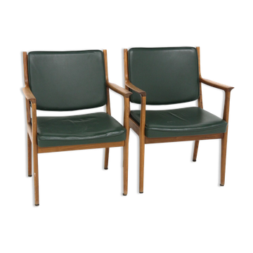 Set de 2 fauteuils en cuir, Karl Erik Ekselius, Suède, 1960