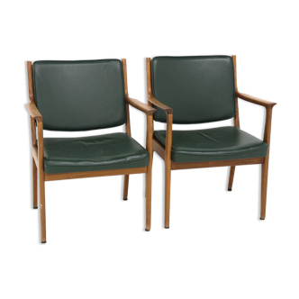 Set de 2 fauteuils en cuir, Karl Erik Ekselius, Suède, 1960