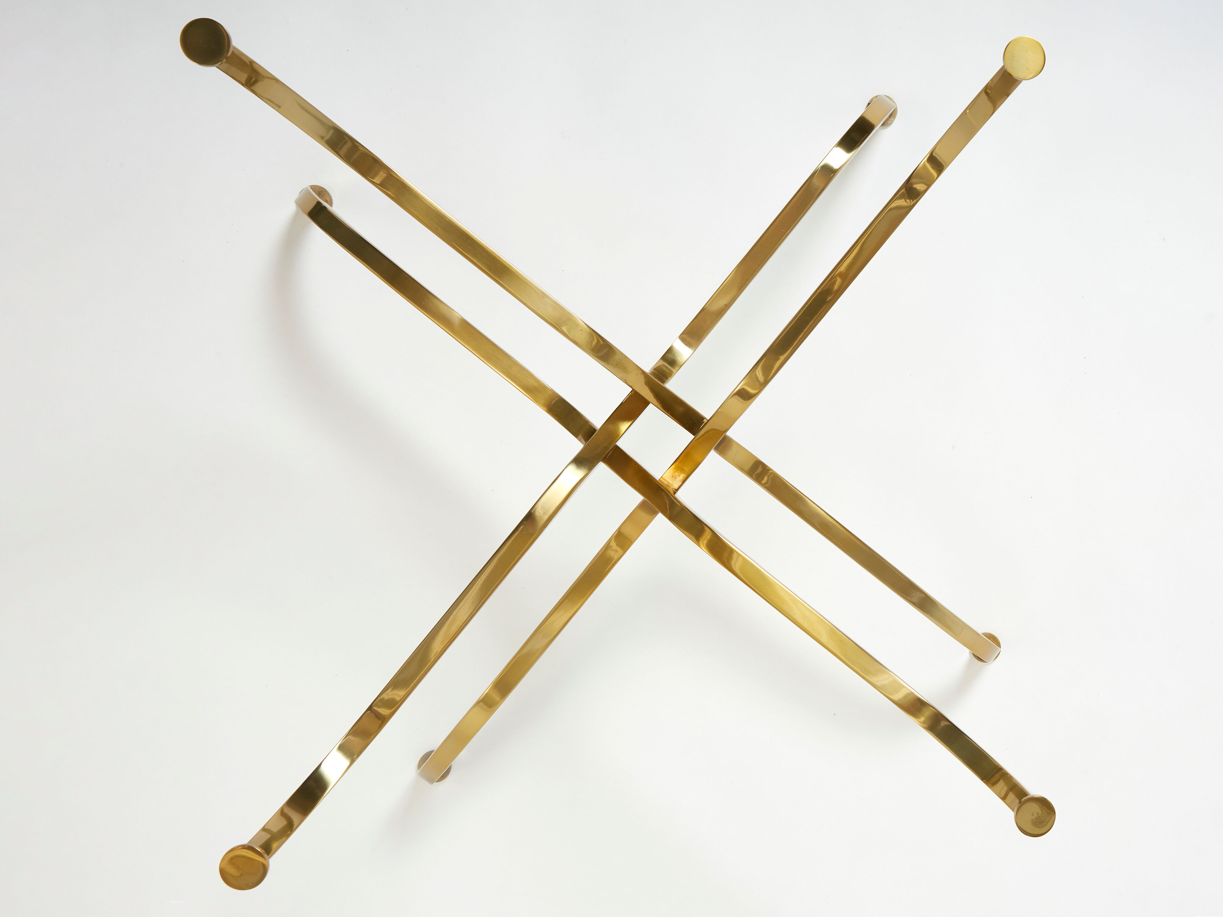 Table basse laiton doré verre de Georges Geffroy vers 1960