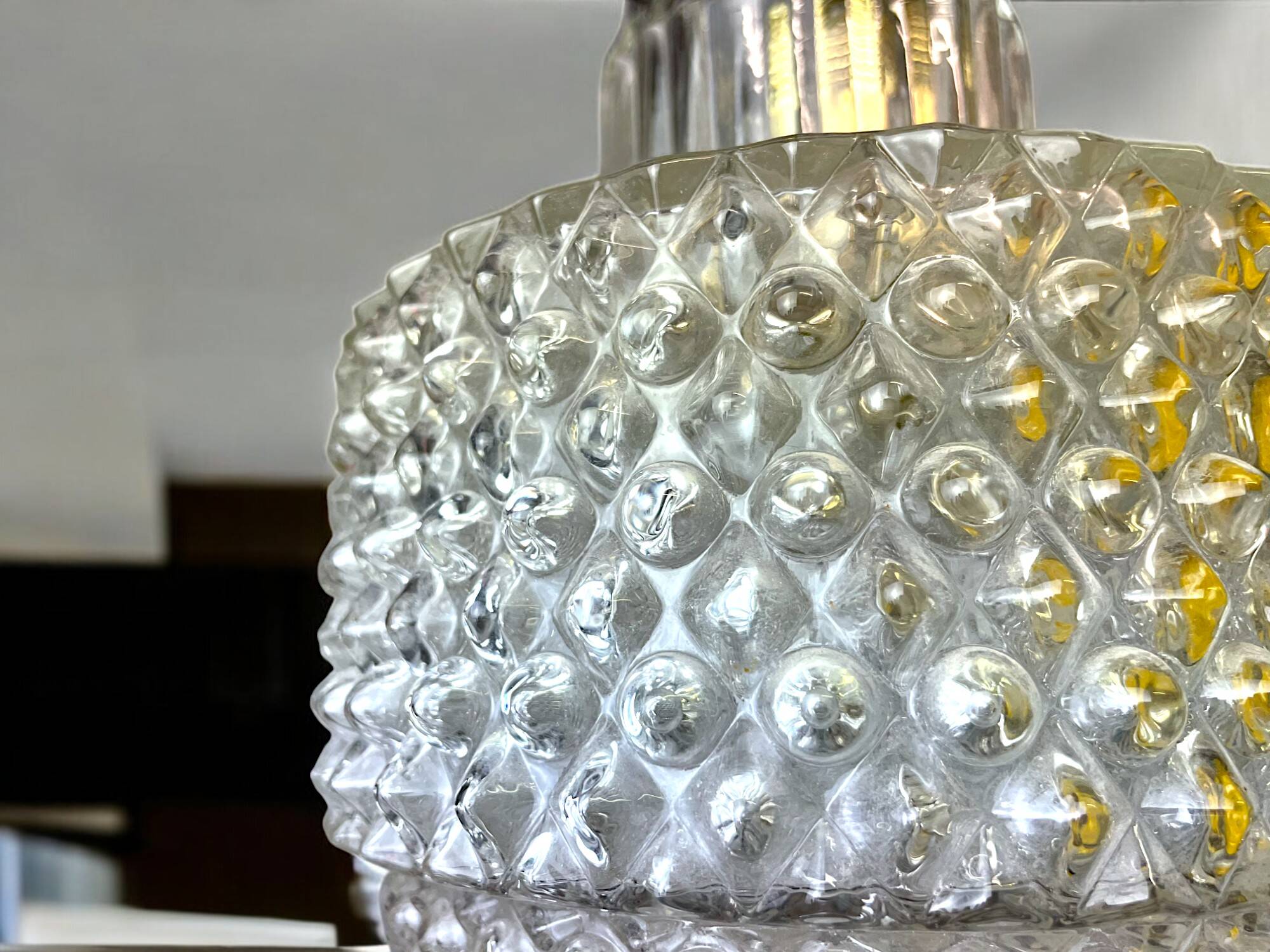 Mid Century small hobnail glass hanging ceiling lamp