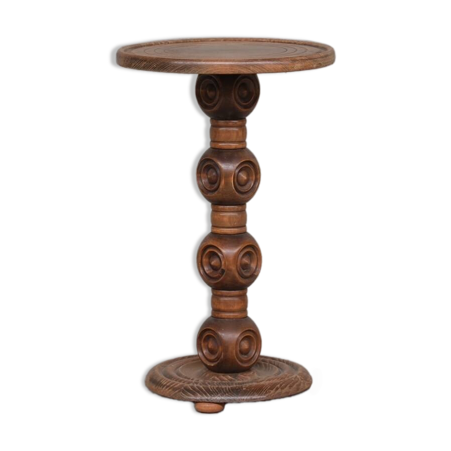 French Mid-Century Wooden Side Table or Pedestal