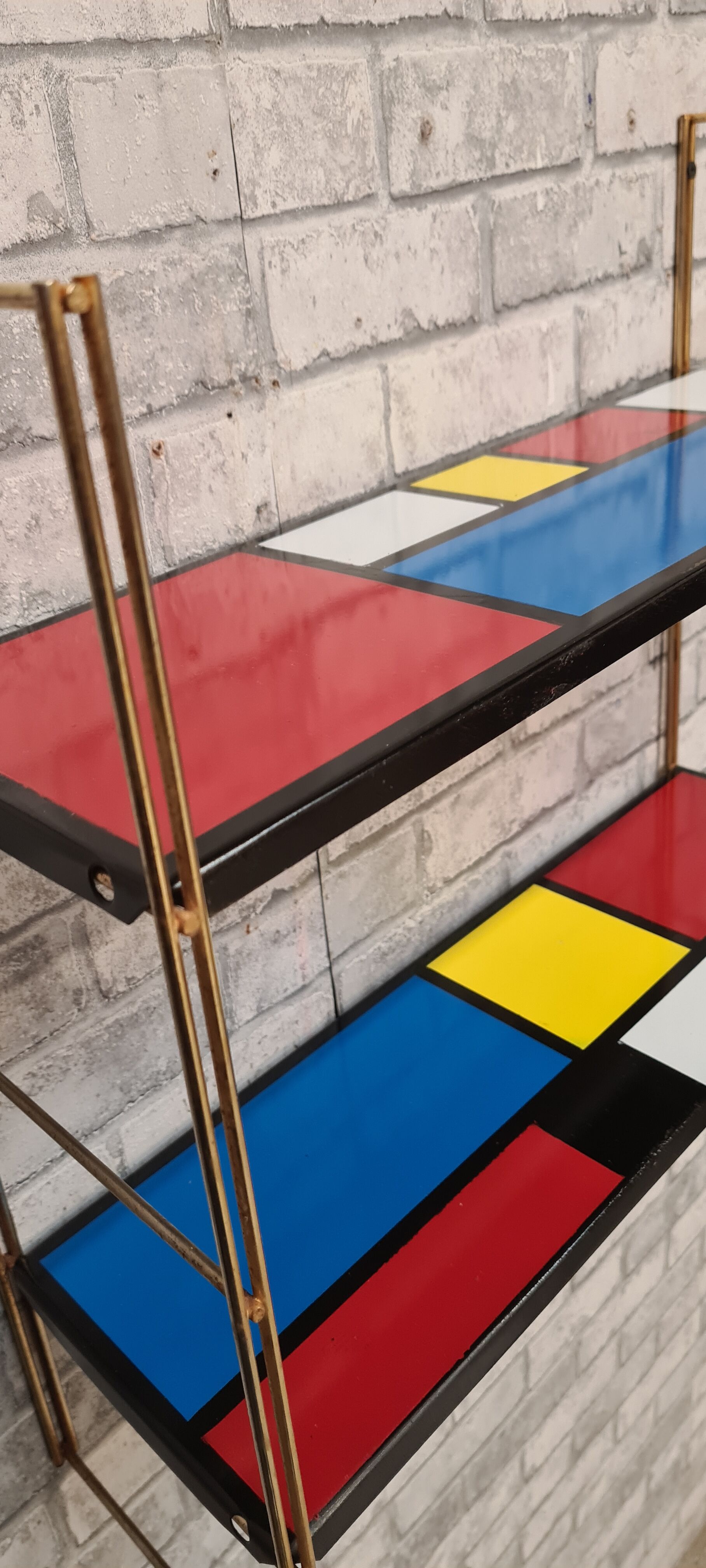 Floor string style piet mondrian gold studs. rare 47x49x16