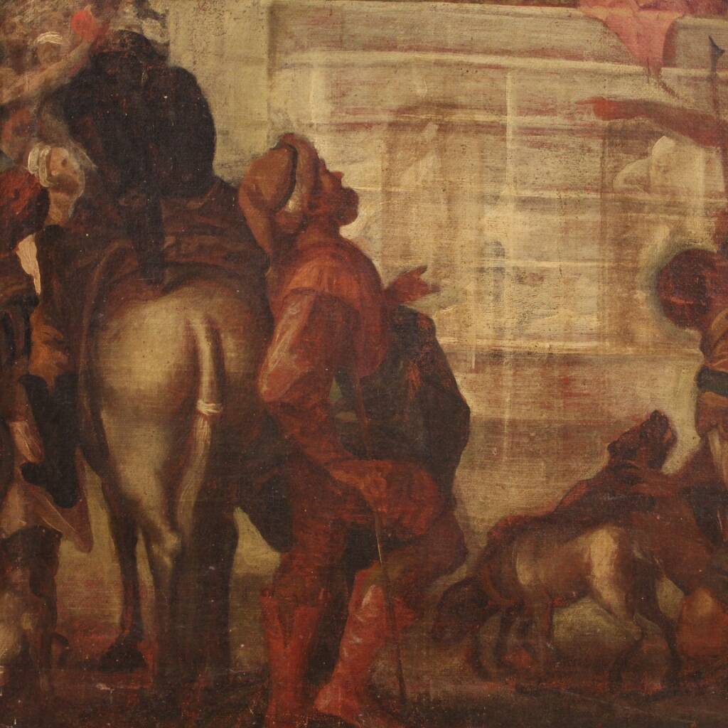 Antique painting Jesus and Herod from 17th century