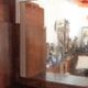 Art Deco furniture, Art Deco wooden sideboard with mirror, storage furniture, interior decoration.