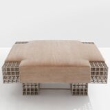 Large banc ottoman Carla Sozzani à Milan velour de mohair 1990