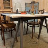 Patinated trestle table