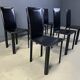 Chaises de salle à manger en cuir noir par De Couro Brazil, années 1980 - lot de 6