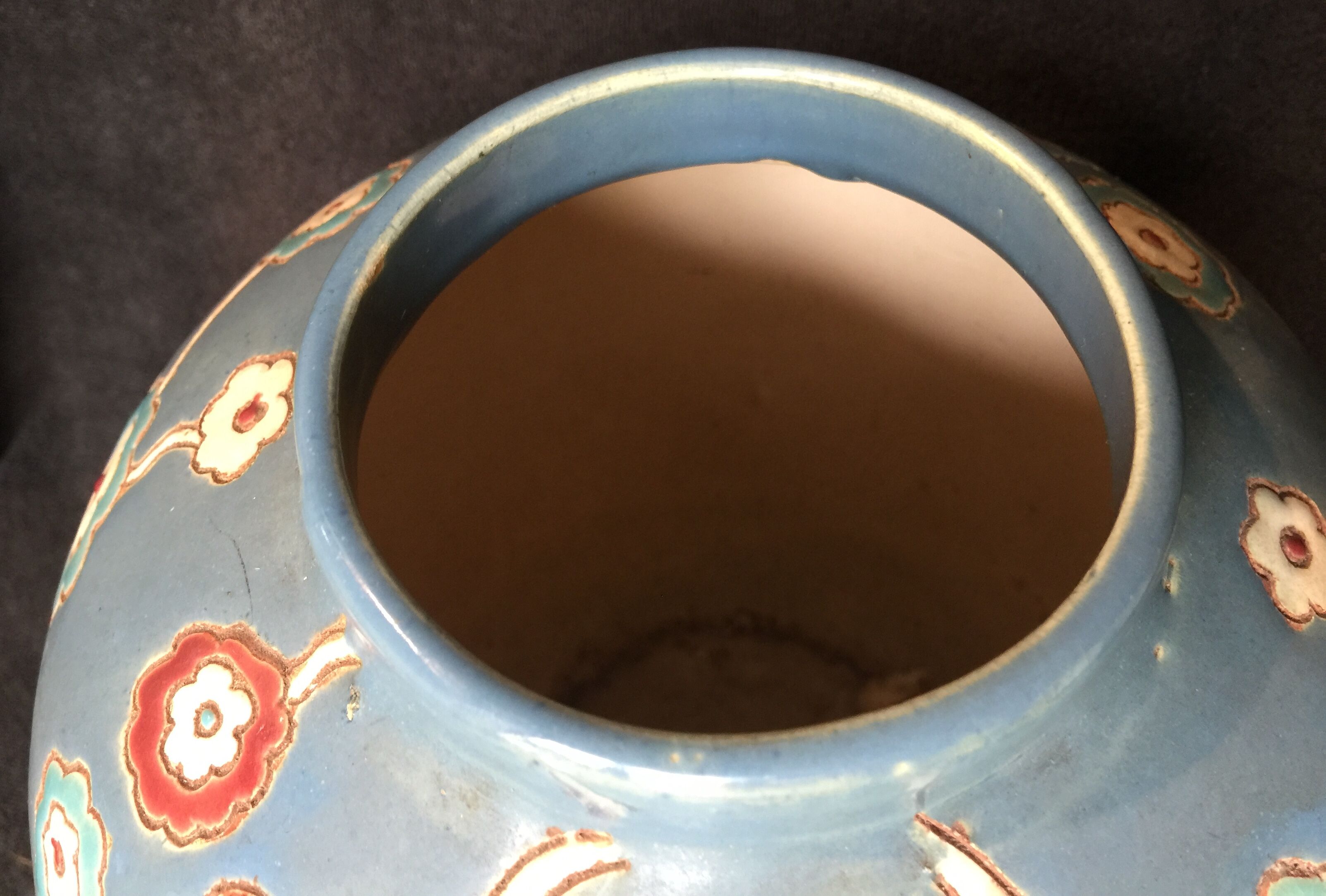 Vase ball glazed earthenware signed louan 1930