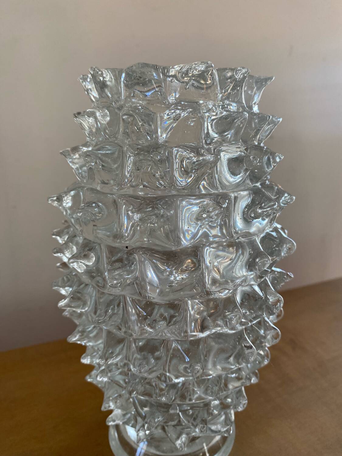 Large Rostrato vase in Murano glass by Ercole Barovier, Italy 1940.