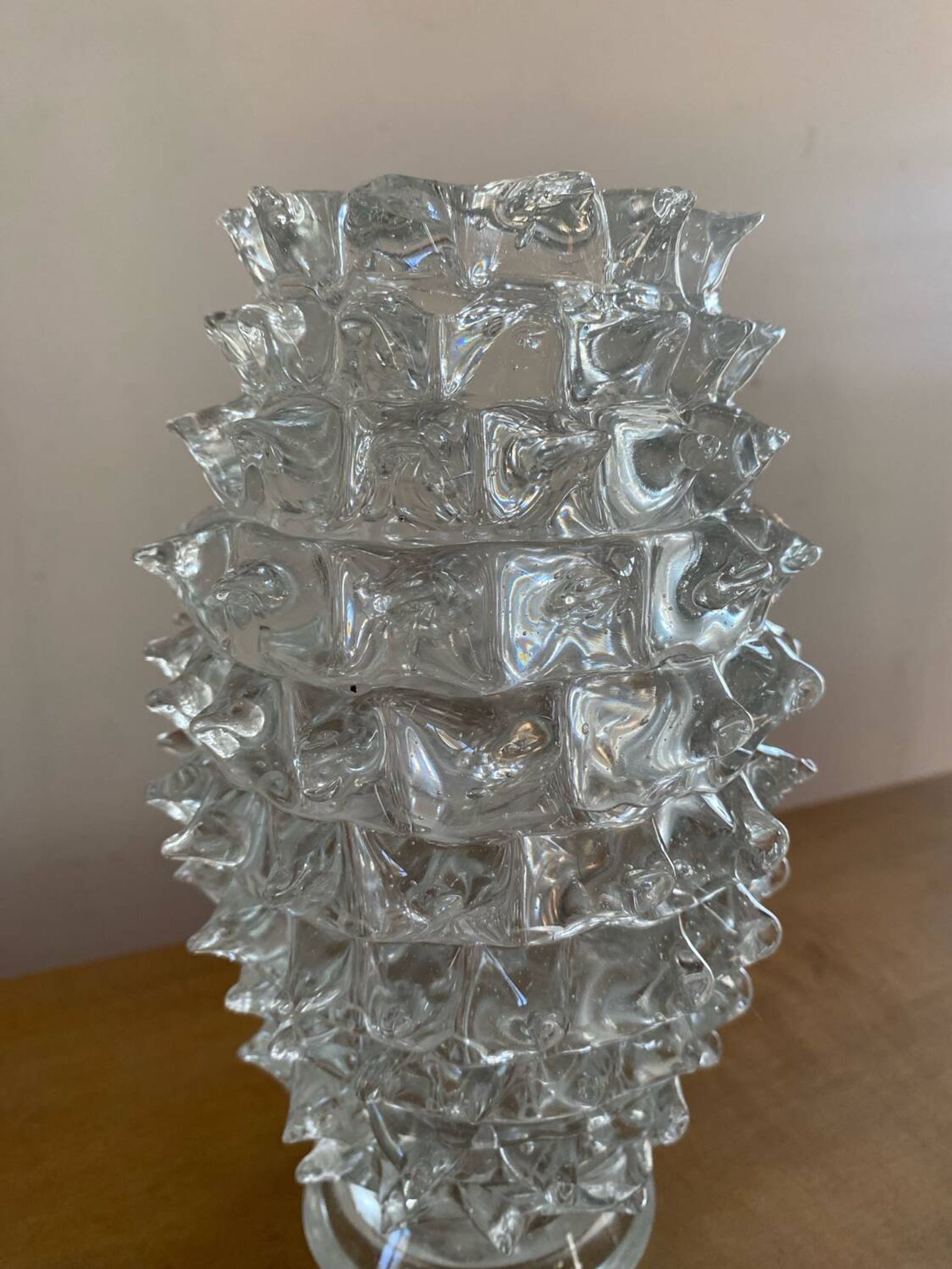 Large Rostrato vase in Murano glass by Ercole Barovier, Italy 1940.