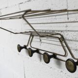 Vintage 1960s golden brass wall coat rack