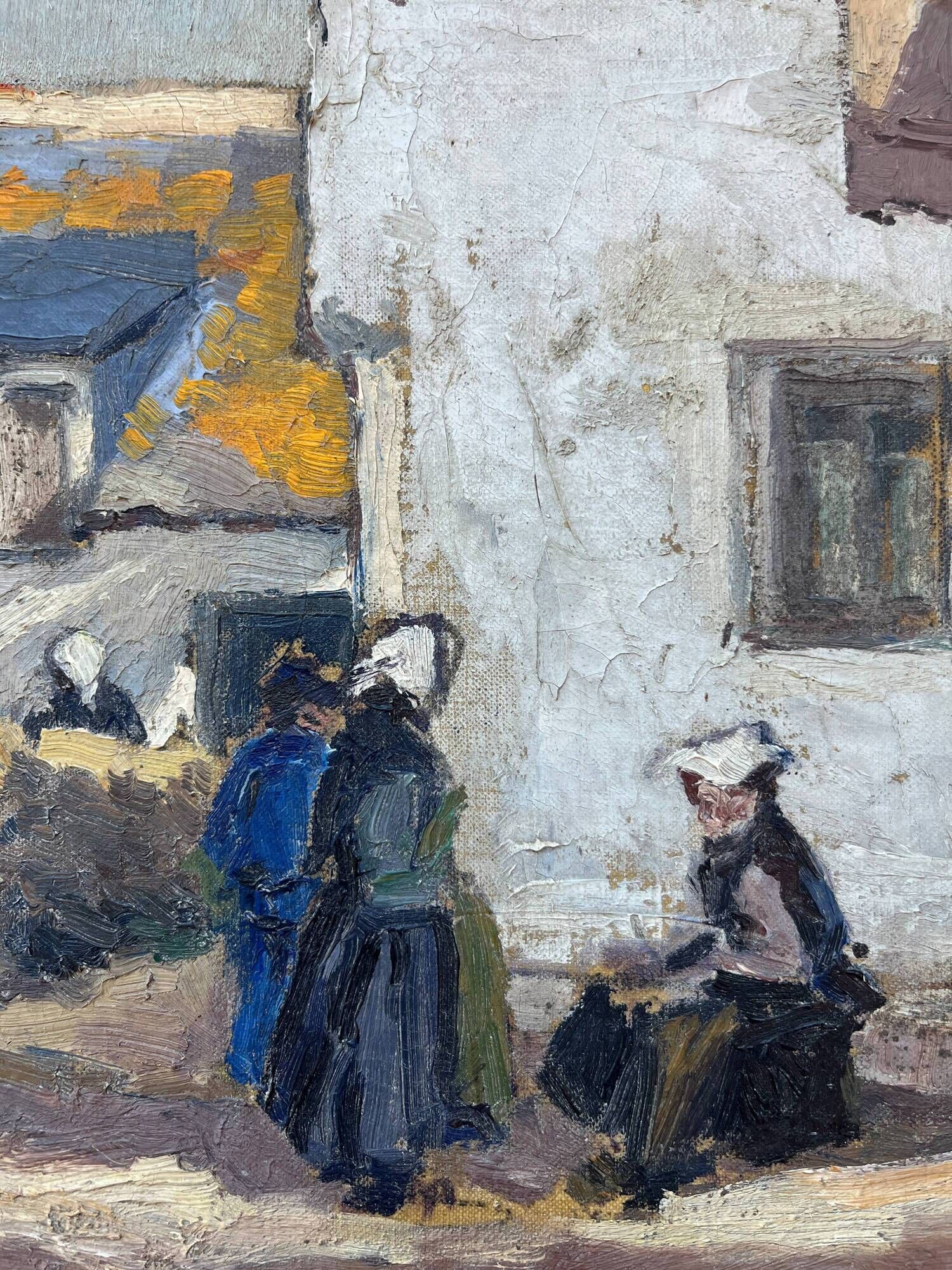 Old HST painting "Cadouarne near Séné" Brittany Morbihan signed éc Pont