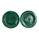 Pair of green slip plates with leaf decoration, 19th century