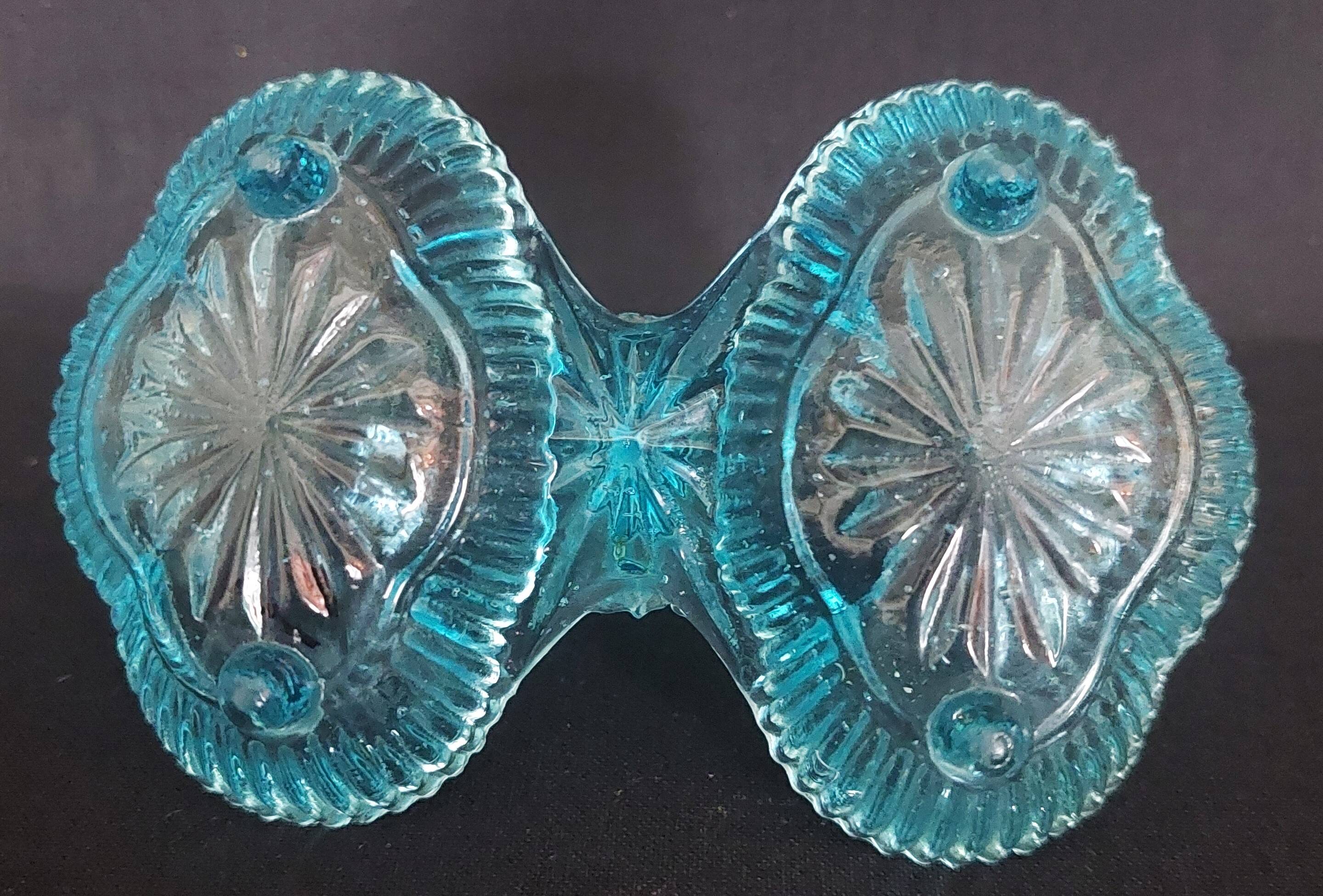 Early 20th century blue molded pressed glass salt cellar