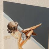 Seated woman painting