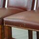 Set of 4 English style dining chairs in cognac-colored leather