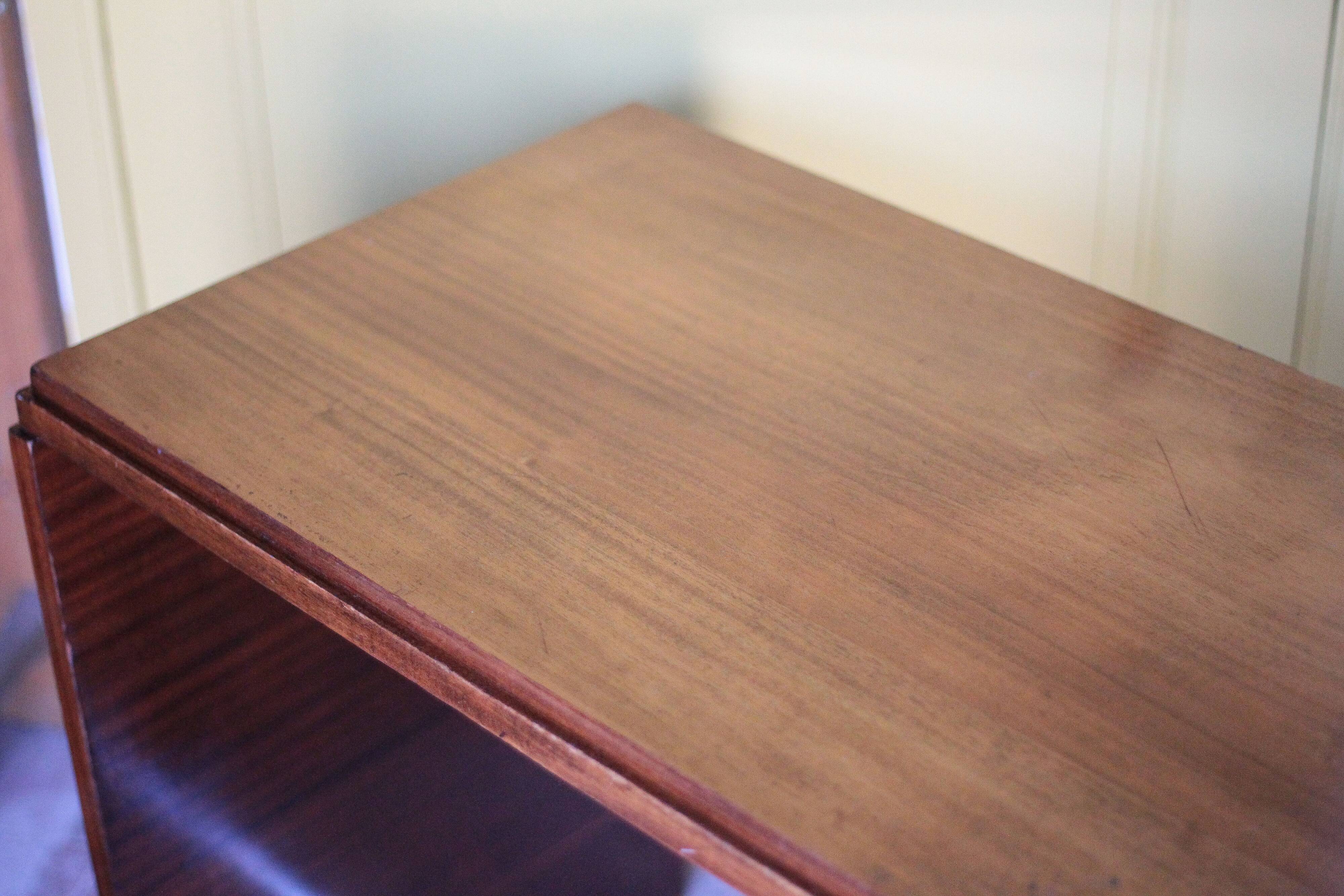 Vintage desk, wooden Art Deco desk from the 1930s, desk with drawers.