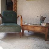 Walnut and oak coffee table.