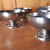 6 vintage stainless steel ice cream cups, France