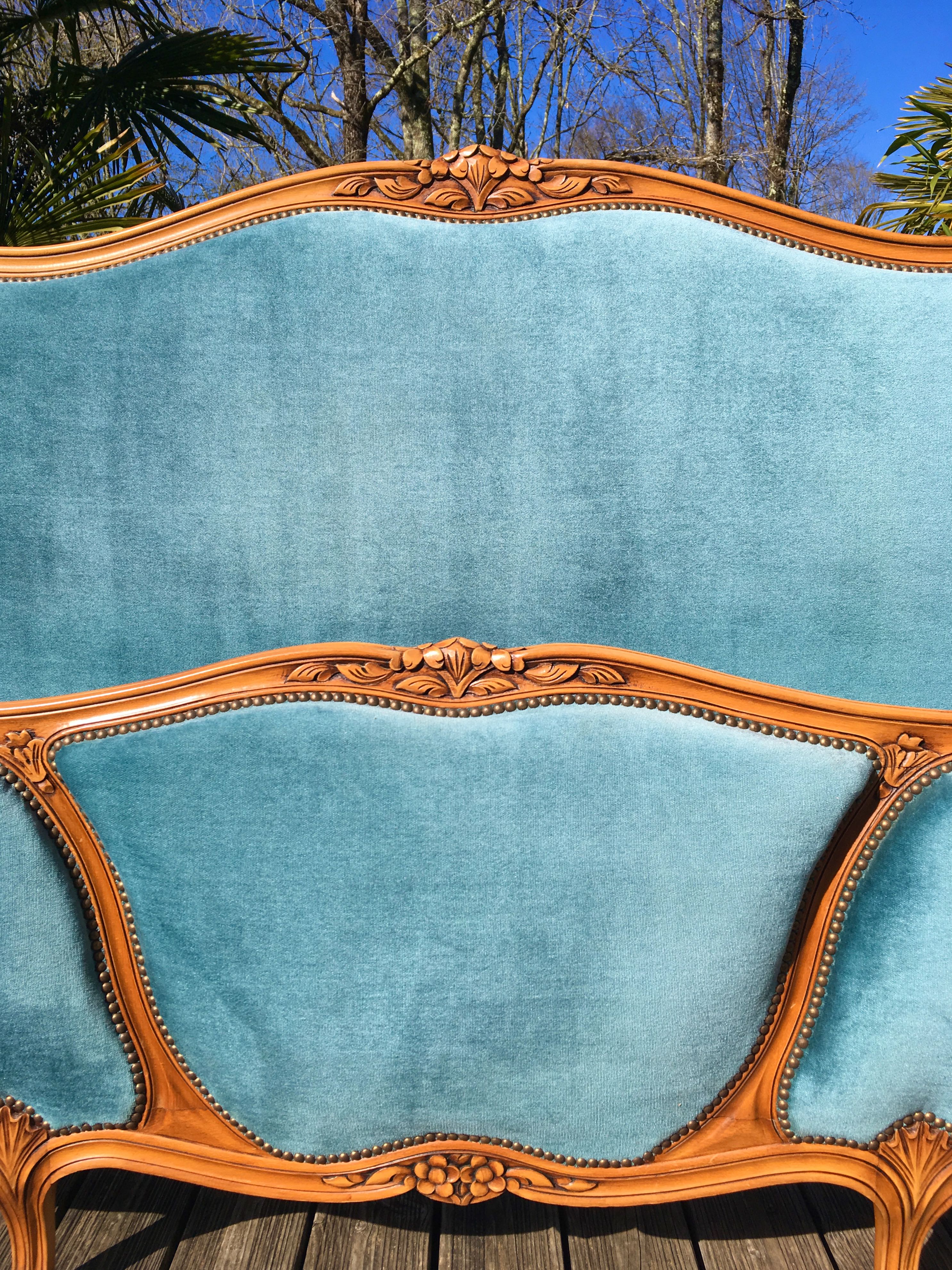 Louis XV-style basket bed and 2 convertible armchairs