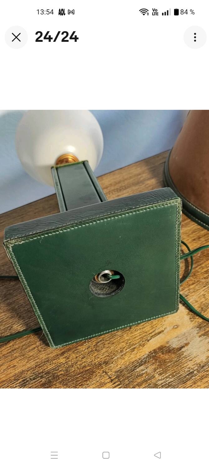 Lampe Art Déco Attribuée à Paul Dupré Lafon / Cuir Se killier et Parch