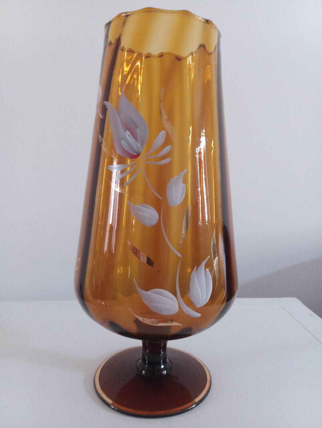 Amber blown glass vase