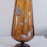 Amber blown glass vase