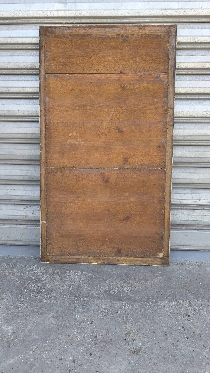 Mirror in wood and stucco in burl wood style, 1960