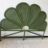 Double headboard in green rattan