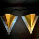 Pair of postmodern triangular sconces, gold metal and lucite, fin XX by Massive