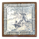 Ceramic tile trivet and wooden frame with Dutch windmill.