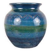 Glazed terracotta vase Rimini Blue by Aldo Londi for Bitossi, Italy, 1960.