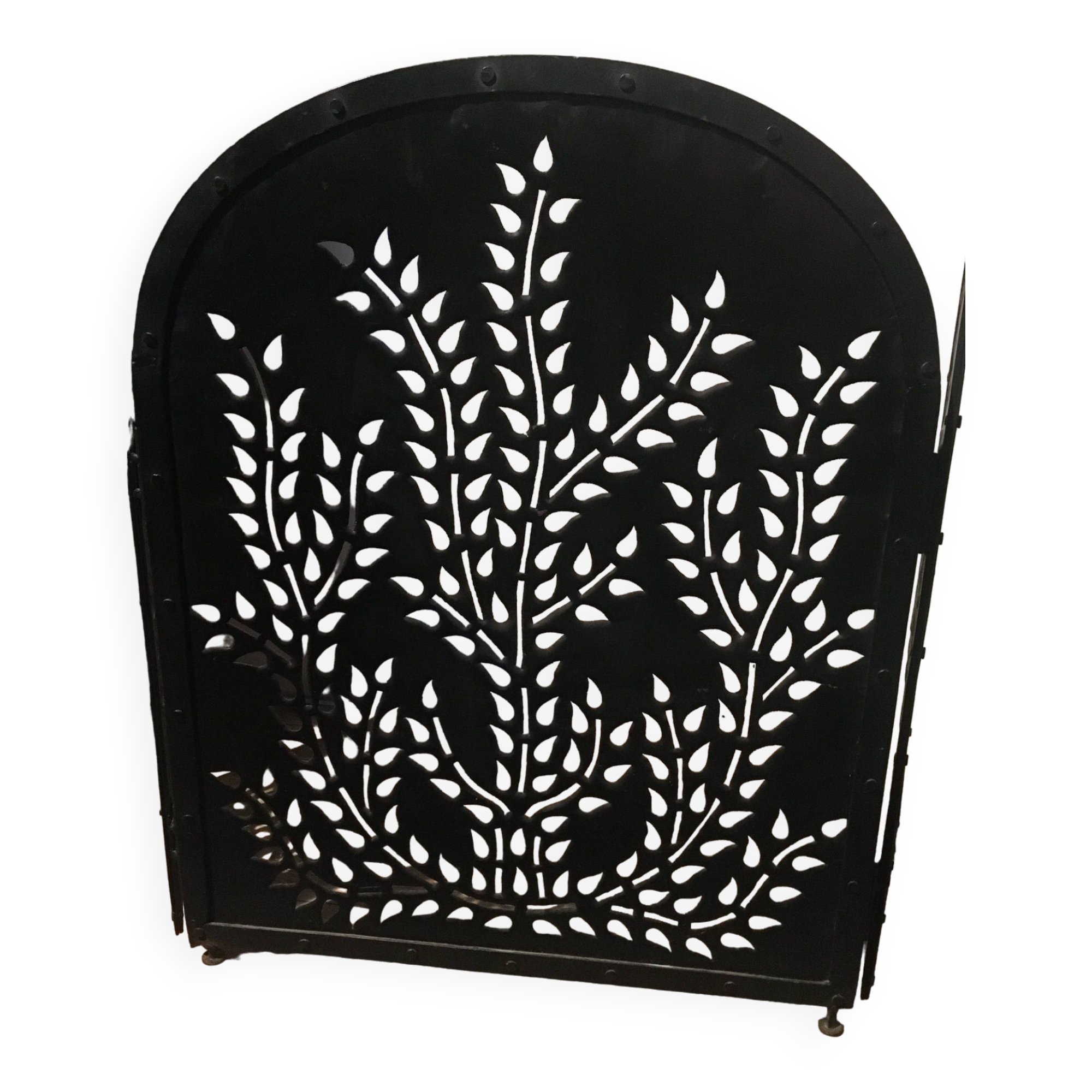 Wrought and cut metal fire screen