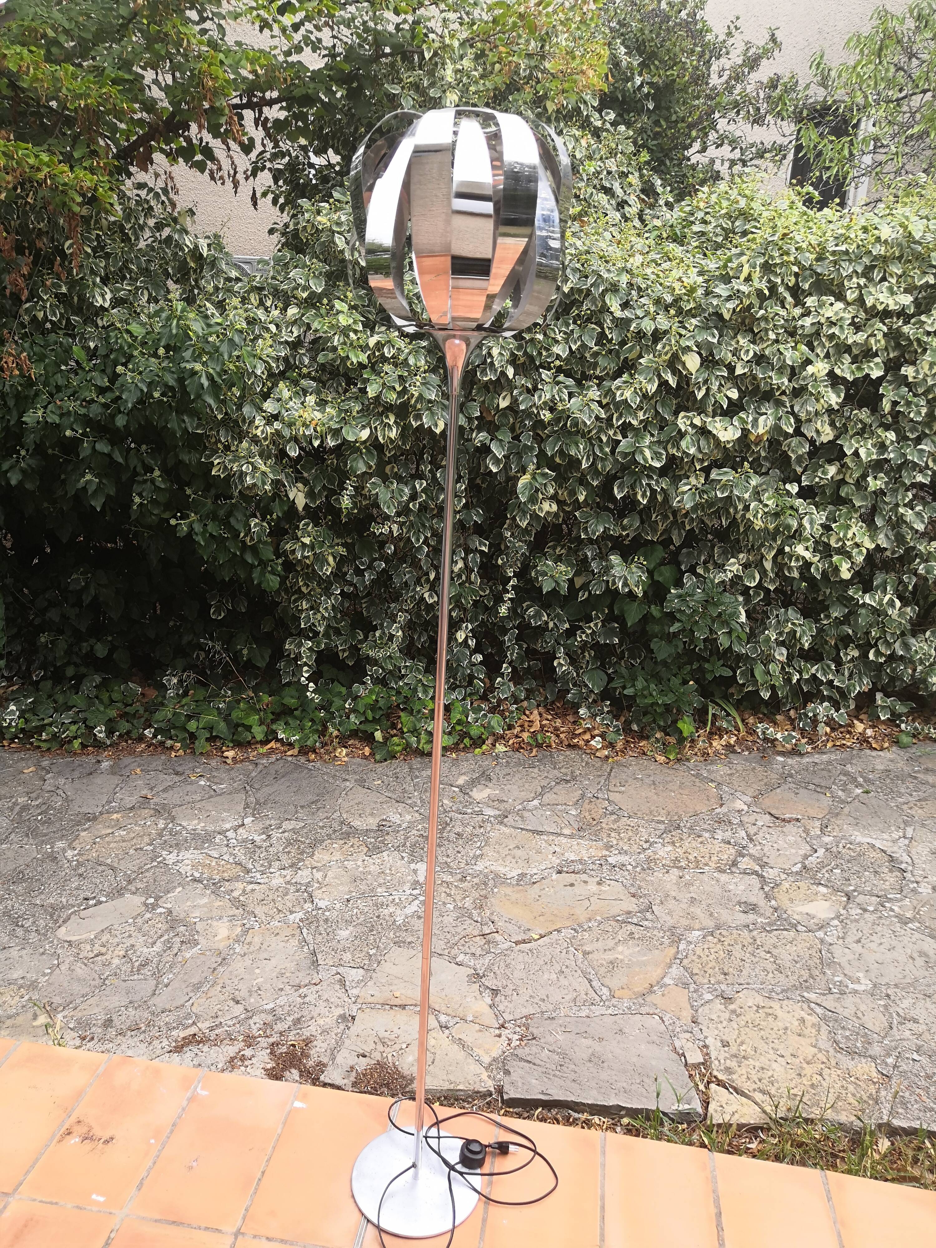 Vintage space age chrome floor lamp 1970
