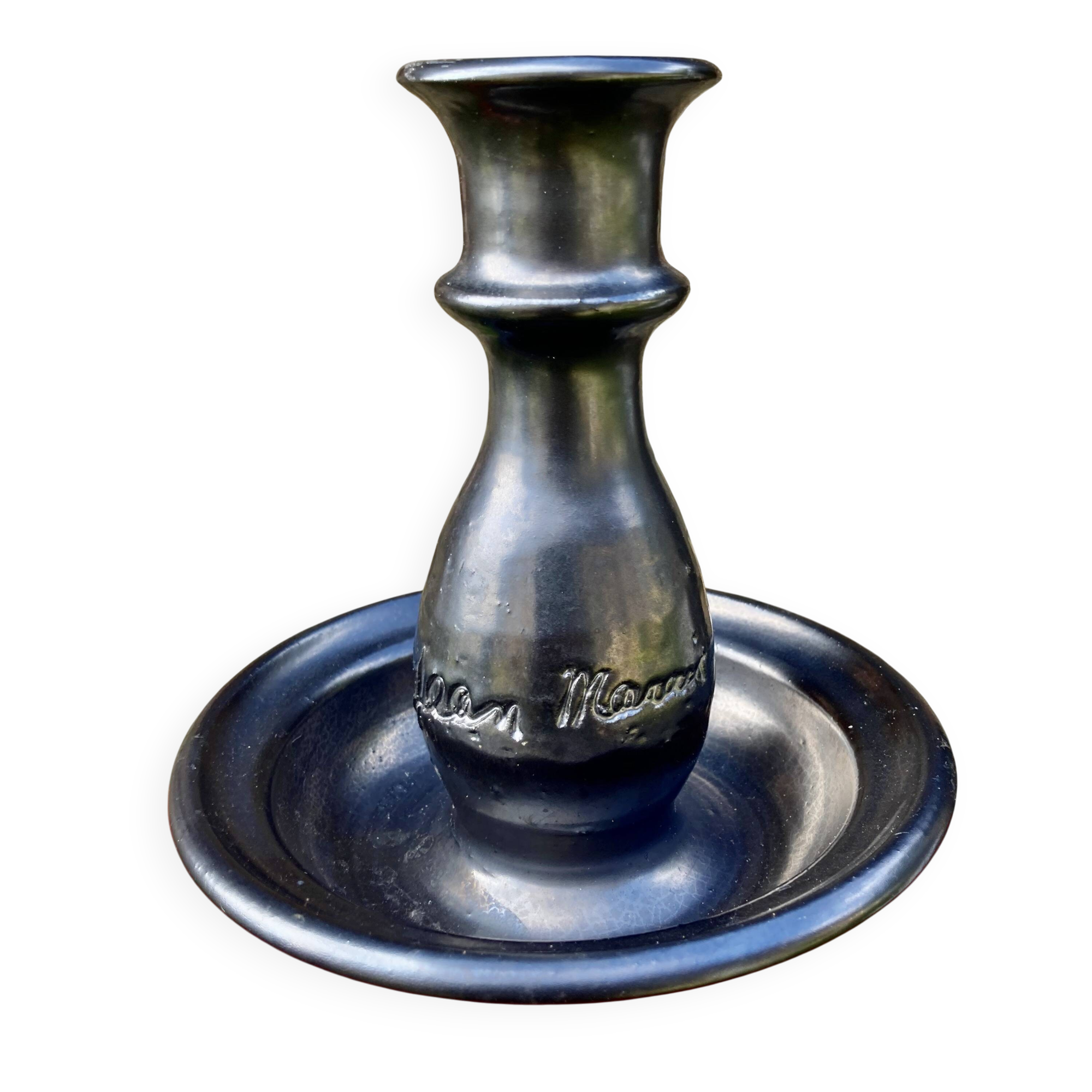 large ceramic candle holder signed Jean Marais Vallauris ceramics