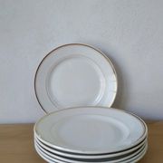 6 Vintage Moulin des Loups Gold-Edged Dinner Plates