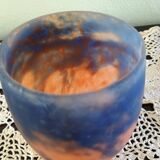 Tulip for chandelier or lamp - Orange blue purple marbled glass - Art Deco