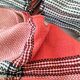 Tablecloth and 12 coral and grey napkins in a retro Scandinavian 1960s style.