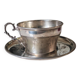 Henri Soufflot solid silver cup and saucer