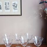 Set of 6 engraved glass stemware glasses