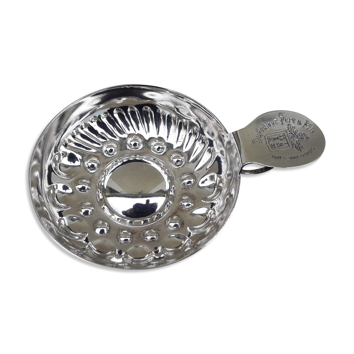Tastevin silver metal Nights Saint Georges Dufouleur father and son diam 7.5 cm