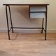 White formica and black metal feet desk