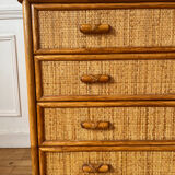 Vintage woven rattan chest of drawers
