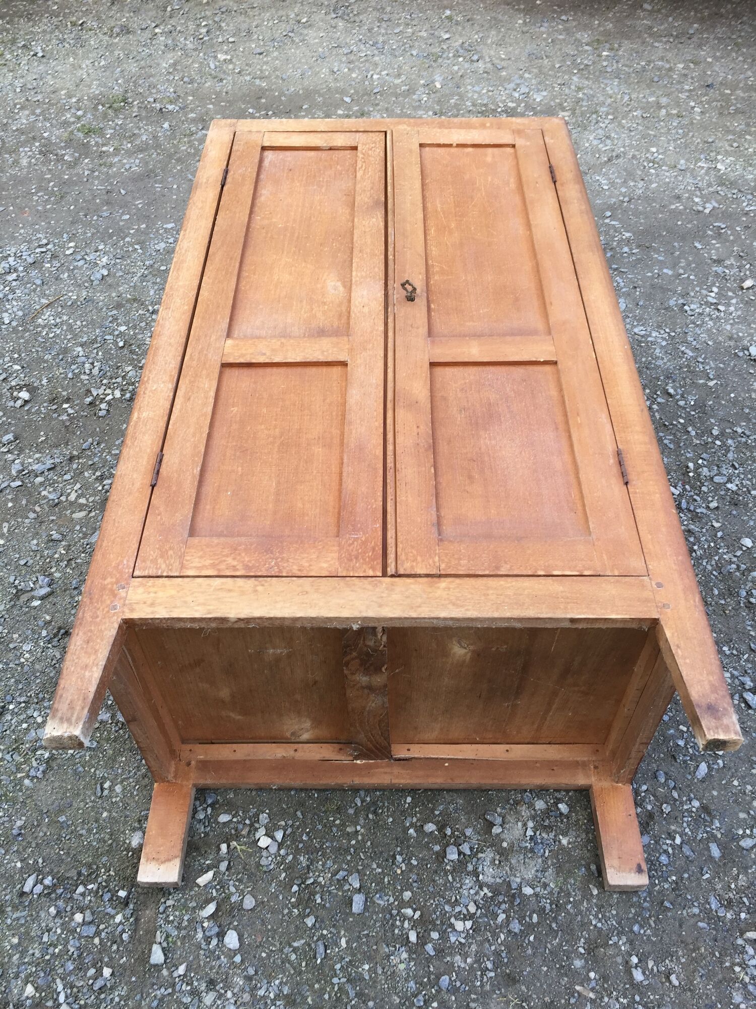 Vintage wardrobe with compass feet in beech