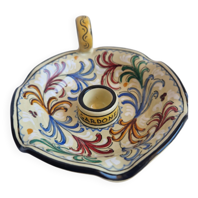 Bougeoir à manche / Bougeoir à main en majolique de Faenza (Cai Pirota)